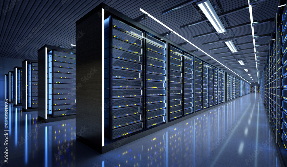 Aufkleber server room data center - 3d rendering