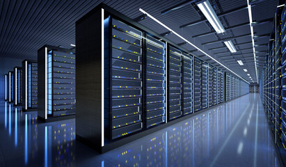 Fototapeta Server room data center - 3d rendering obraz