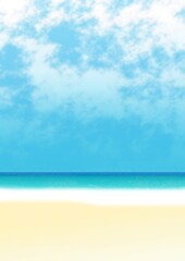 空と海と雲の背景イラスト
