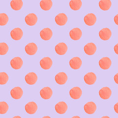 Watercolor seamless pattern with abstract shapes in delicate shades.Baby print on lilac isolated background with spots and blotches.  Mixed media art. Designs for fabric, wrapping paper, textiles.