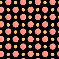 Watercolor seamless pattern with abstract shapes in a gentle hue.Baby print on white black background with spots and blotches. Mixed media art. Designs for fabric, wrapping paper, textiles.