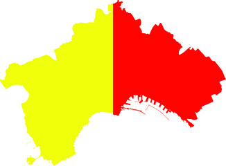 Simple flat flag map of Naples, Italy