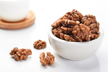 Amber walnuts on the plate