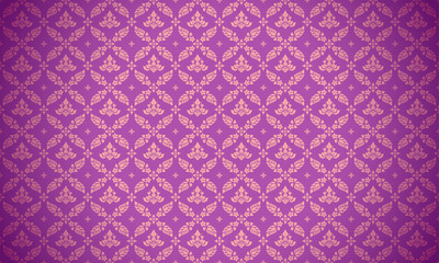 Luxury Thai pattern purple background vector illustration. lai Thai element pattern. Gold and purple theme