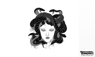 face woman with snake legend medusa tribal vector © kun_kun