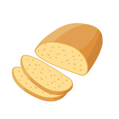 Corn wheat bread whole and pieces of bread - vector illustration in flat design isolated on white background