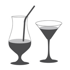 Black and white wine glasses. Vector illustration isolated on white