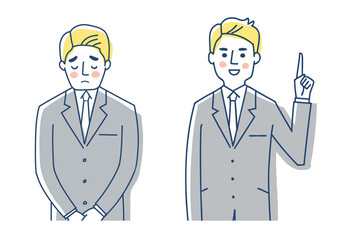 ビジネスマン　表情2パターン