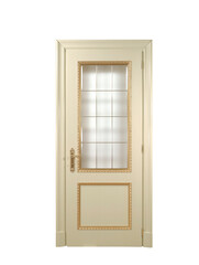 Wooden door on white background 