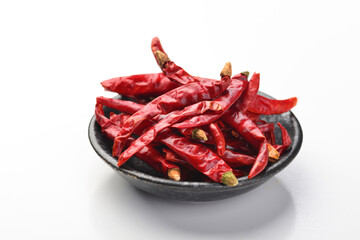 Dried pepper on white background