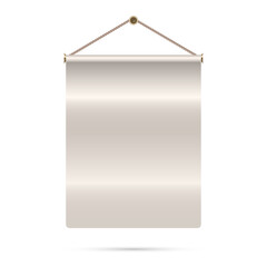 Oriental paper scroll hanged. Vertical unfolded scroll. Bible quote frame. Vector illustration isolated on white