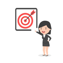 businesswoman pointing to  target red concept
