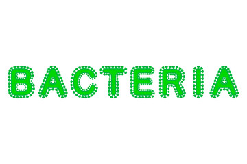 Bacteria word text title. in green color vector isolated on white background 