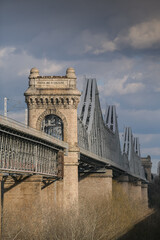 Cernavoda Bridge on A2 highway in Romania. The road to Black Sea. Historic infrastructure over...