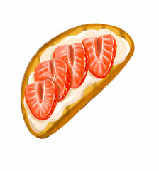 drawing toast with yogurt and strawberry