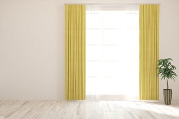 White empty room. Scandinavian interior design. 3D illustration