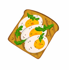 drawing toast with eggs and arugula