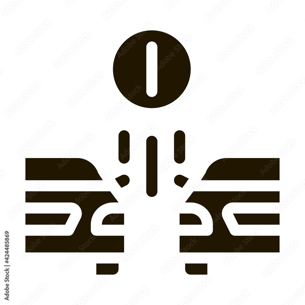 Poster side spacing car control system glyph icon vector. side spacing car control system sign. isolated sy