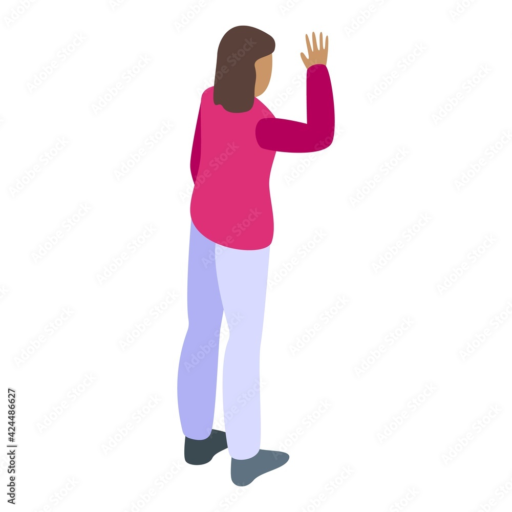 Poster social interaction icon. isometric of social interaction vector icon for web design isolated on whit