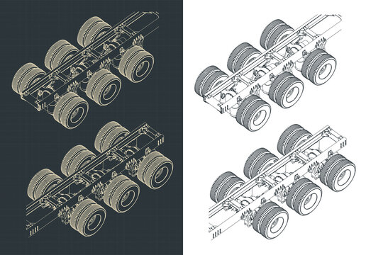 Truck suspension systems isometric drawings