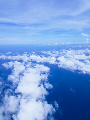 Fototapeta premium Blue sky with white clouds so beautiful view on the plane