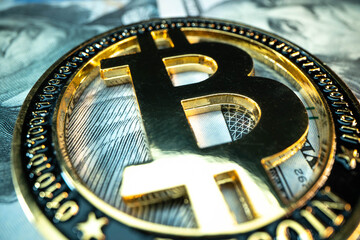 Bitcoin macro shot. Cryptocurency, XRP, Ripple, Etherium, Zcash, Doge, Dogecoin
