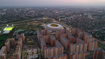 view from the top of the night city of Krasnodar