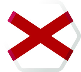 Obraz premium Flag of Alabama US state hexagonal icon with smoothed corners, shadows and lights
