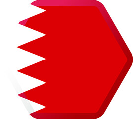 Flag of  Bahrain hexagonal icon with smoothed corners, shadows and lights