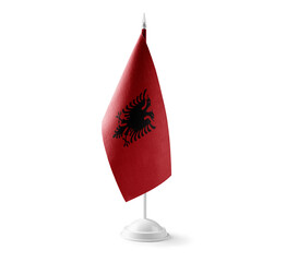 Small national flag of the Albania on a white background