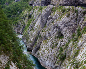 Deep canyon of river Tara in national park Durmitor on the north of Montenegro