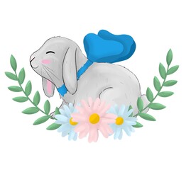 Easter bunny composition whith flower