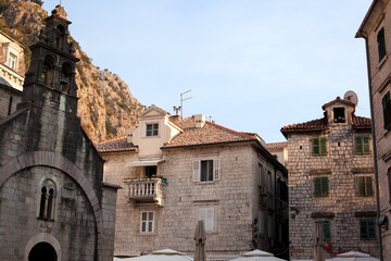 Fototapeta na wymiar Ancient architecture in old city of Kotor, Montenegro