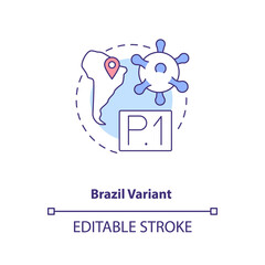 Brazil variant concept icon. New type of corona virus. Illness improving due to different conditions. Covid idea thin line illustration. Vector isolated outline RGB color drawing. Editable stroke