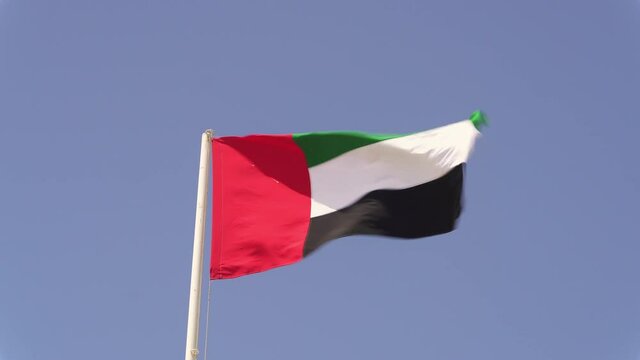National flag of United Arab Emirates waving in the wind