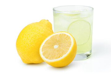 glass of lemonade isolated on white.