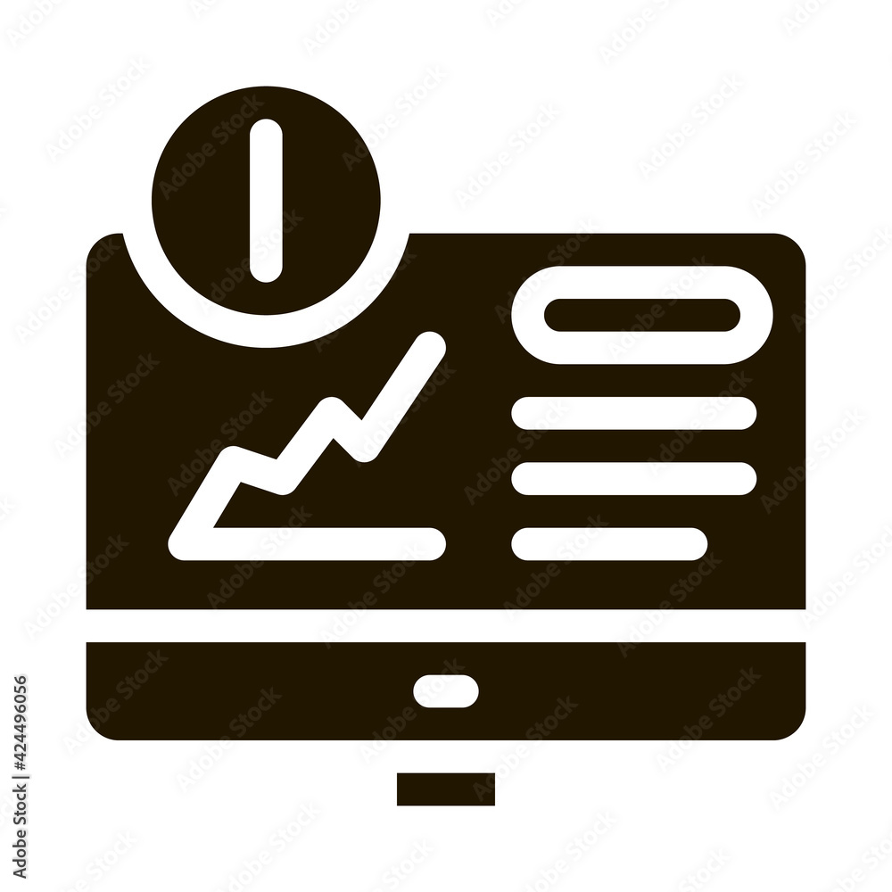 Poster analytics infographic on computer screen glyph icon vector. analytics infographic on computer screen