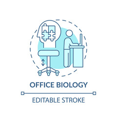 Office biology concept icon. Workspace trend idea thin line illustration. Impact on brains. Mindful workplace. Health hazard reduction. Vector isolated outline RGB color drawing. Editable stroke