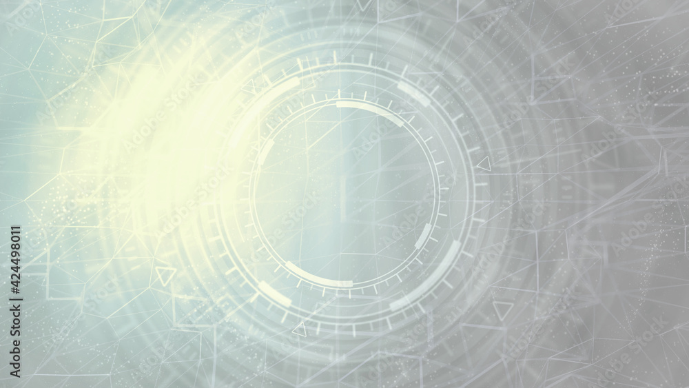 Poster bright digital abstract background of moving ui or hud circles, science concept - abstract 3d render