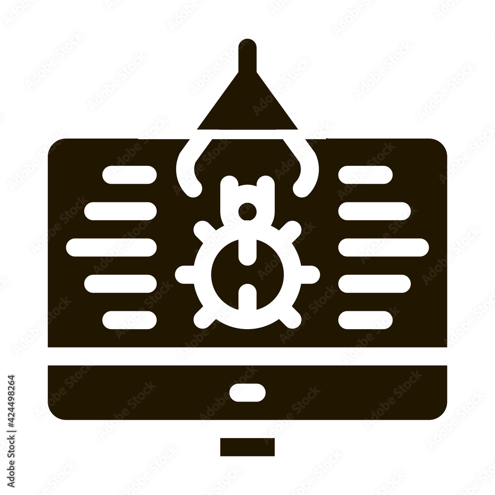 Poster repair program bug glyph icon vector. repair program bug sign. isolated symbol illustration