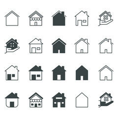Set of house icon. Simple outline residence property. Real estate vector symbol 320x320 pixels.