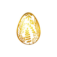Golden Easter egg with floral decor