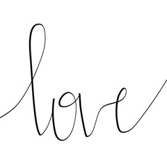Isolated text love hand writing on white