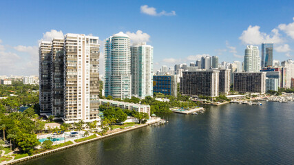 Fototapeta na wymiar Brickell Waterfront Aerial Miami Florida