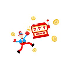 uncle sam america punch casino slot game cartoon doodle flat design style vector illustration