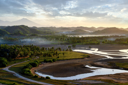 Aerial view of landscape by Mandalika circuit, Lombok, West Nusa Tenggara, Indonesia