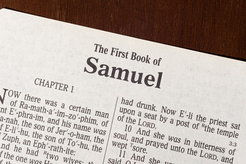 Obraz premium The Book of First Samuel Title Page Close-up