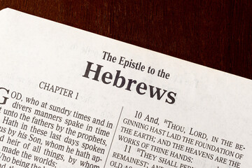 The Book of Hebrews Title Page Close-Up - obrazy, fototapety, plakaty