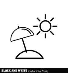 Vector icon of a sun umbrella. Sun umbrella icon isolated on white background.Vector illustration can be used for web and mobile graphic design, logo, eps10 editable.