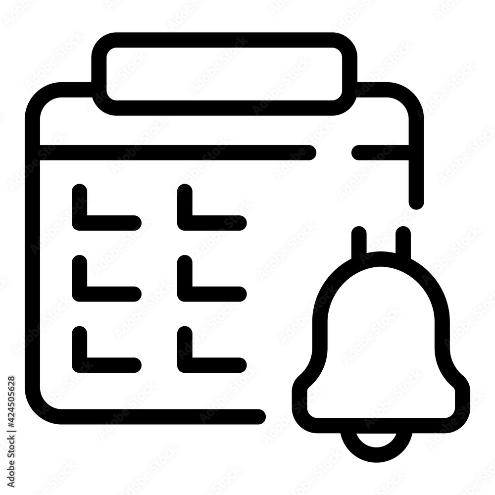 Poster task schedule bell calendar icon. outline task schedule bell calendar vector icon for web design iso